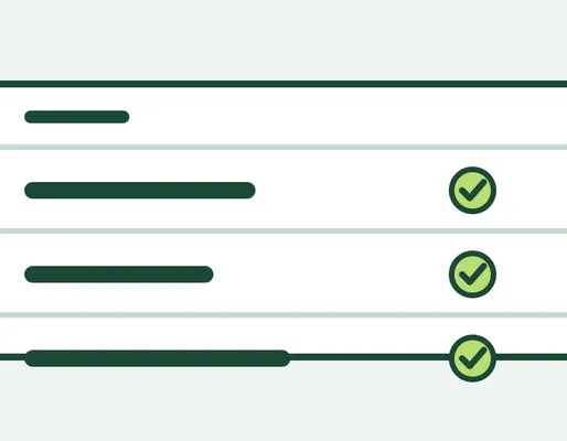 An original abstract comparison checklist with three horizontal decision rows