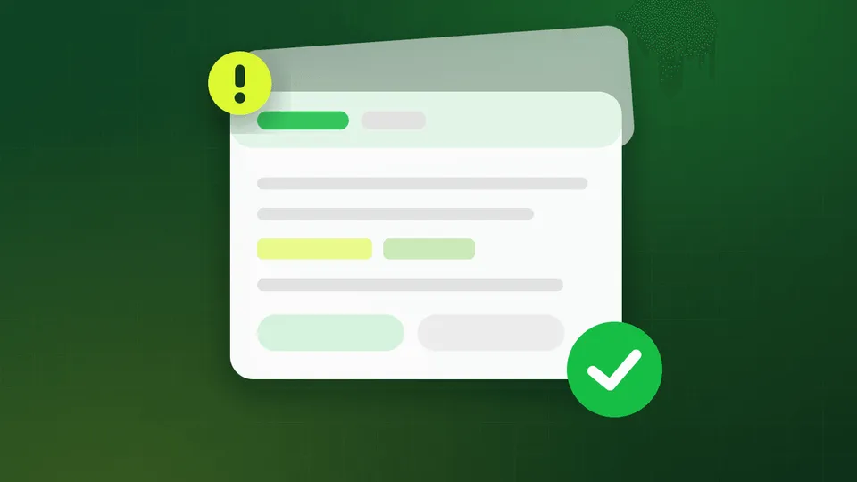 A WhatsApp message template card with variable placeholders, one approved and one flagged